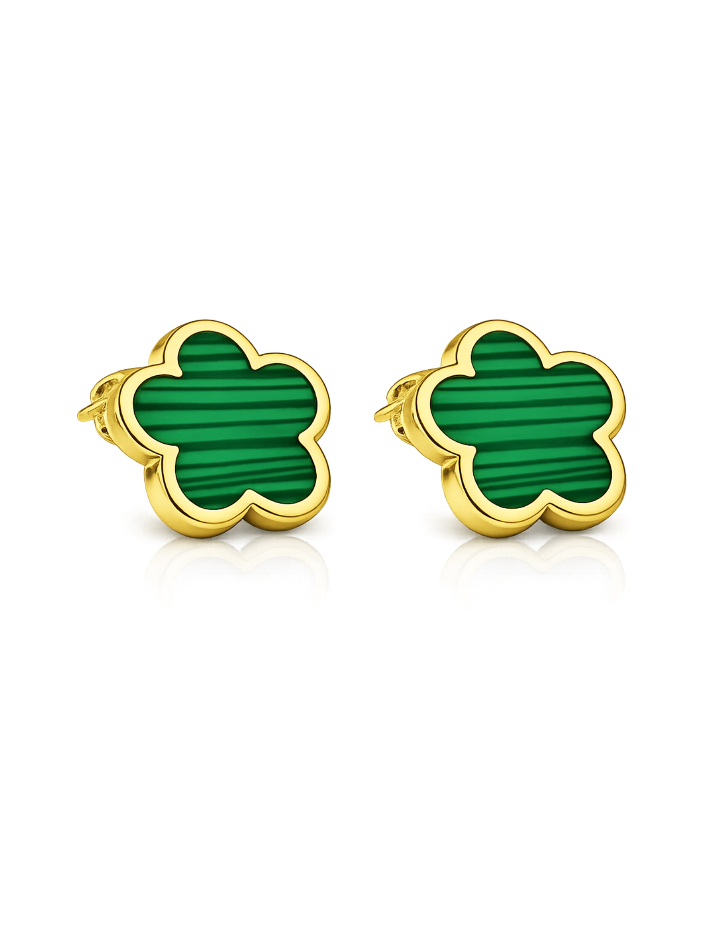 Pure Schmuck Earrings 'Clover Green' in Gold: front