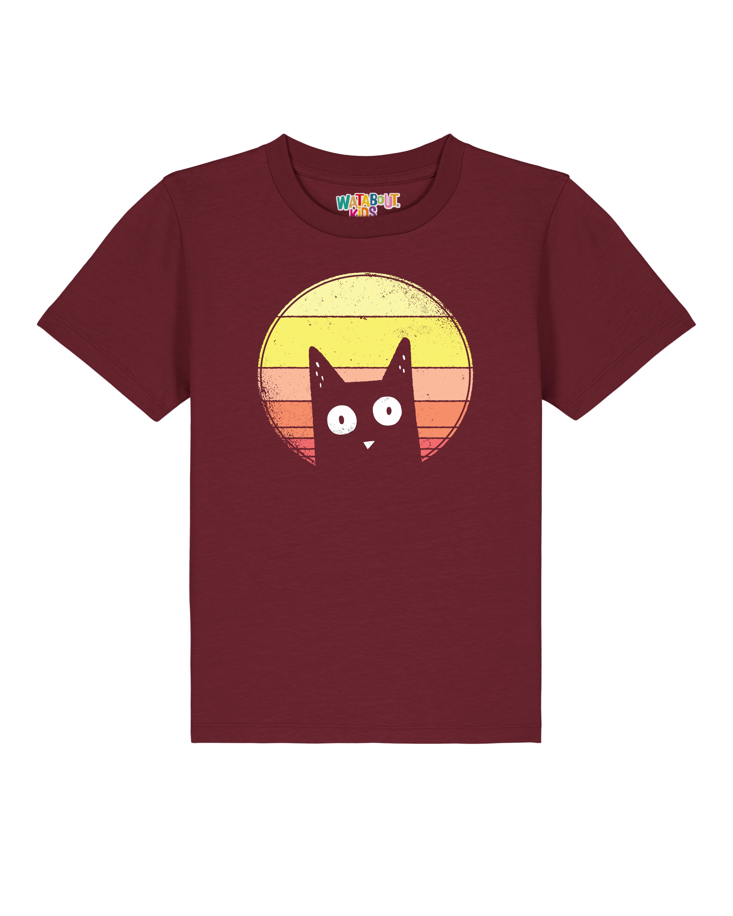 watabout.kids Shirt 'Sunset Cat' in Red: front
