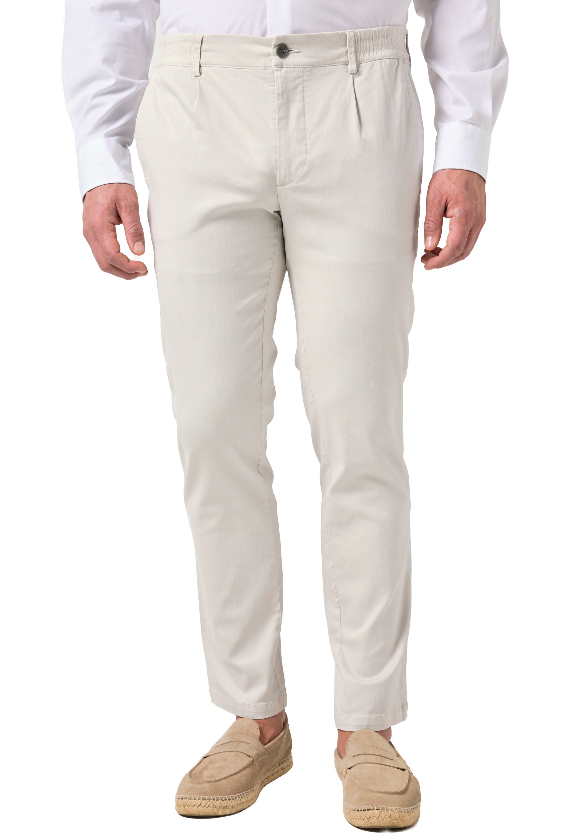 JP1880 Slimfit Bundfaltenhose in Beige: Vorderseite