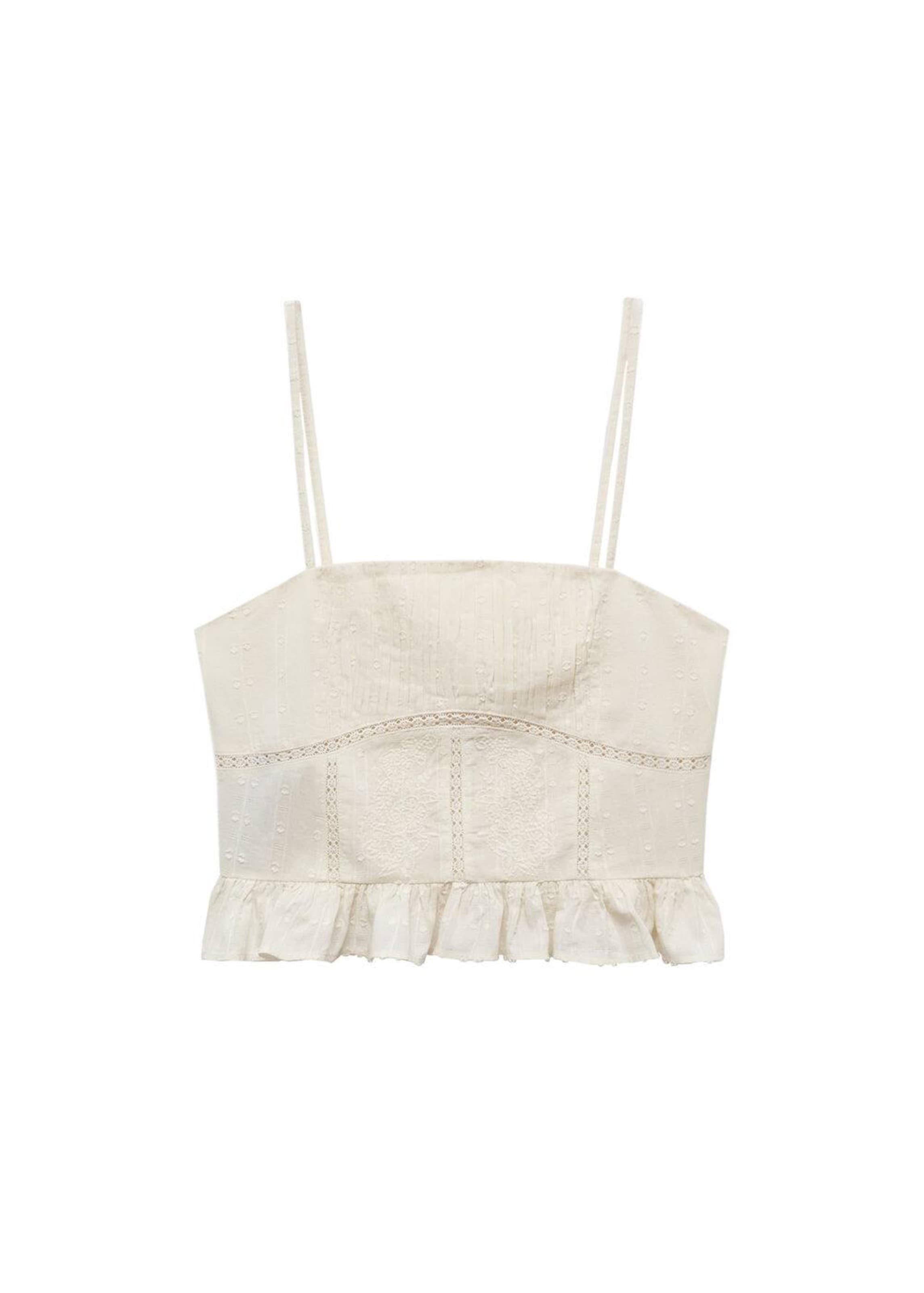MANGO Top 'Perla' in Wit: voorkant