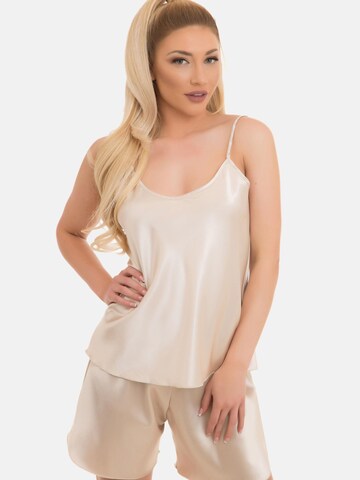 Evoni Pajama 'Set aus Satin' in Brown: front