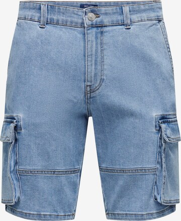 Only & Sons Regular Cargojeans 'Cam Stage' in Blauw: voorkant