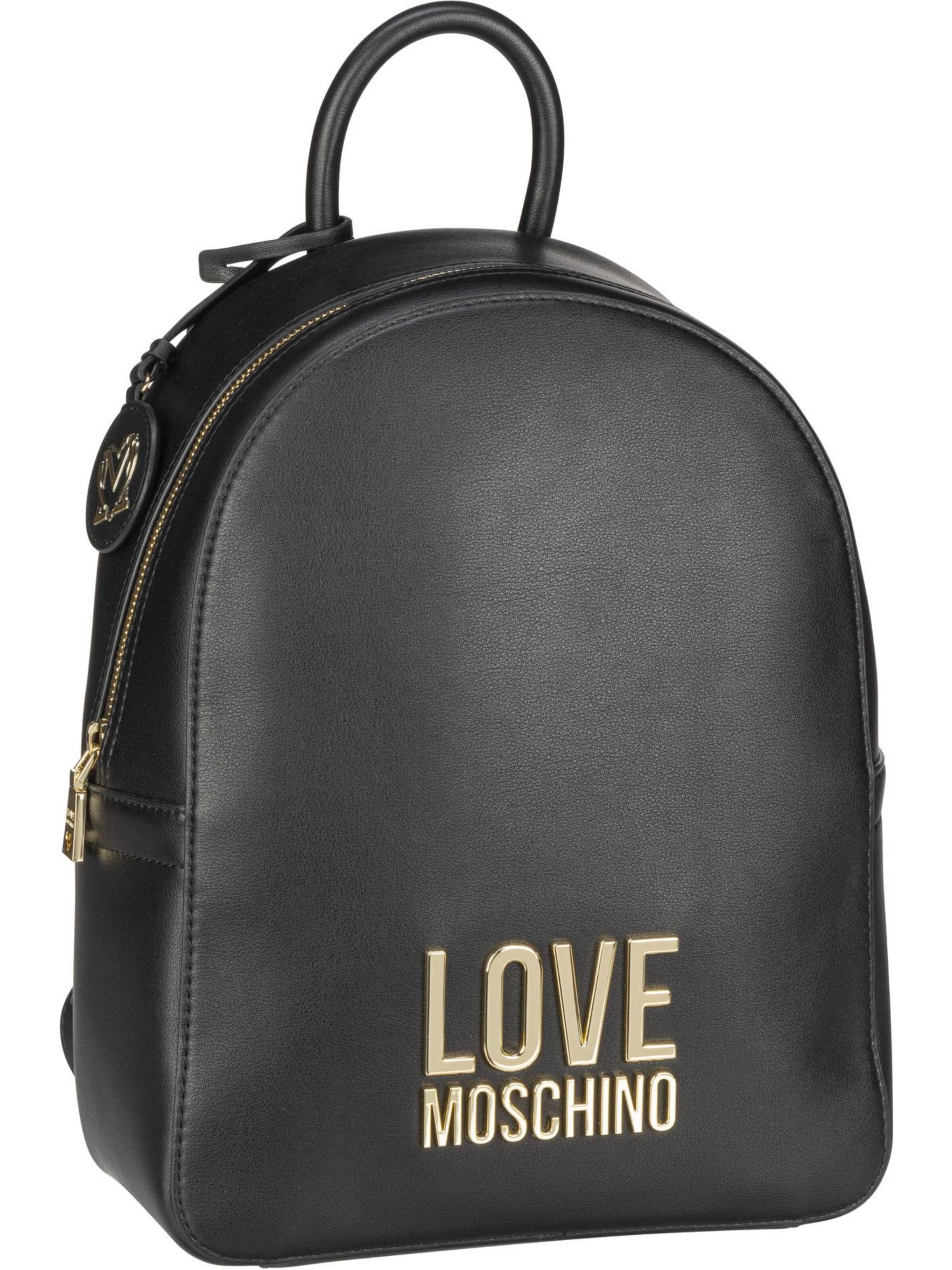 Love Moschino Rucksack mit Logo-Schild in Schwarz Damen Rucksäcke Love Moschino Rucksäcke 