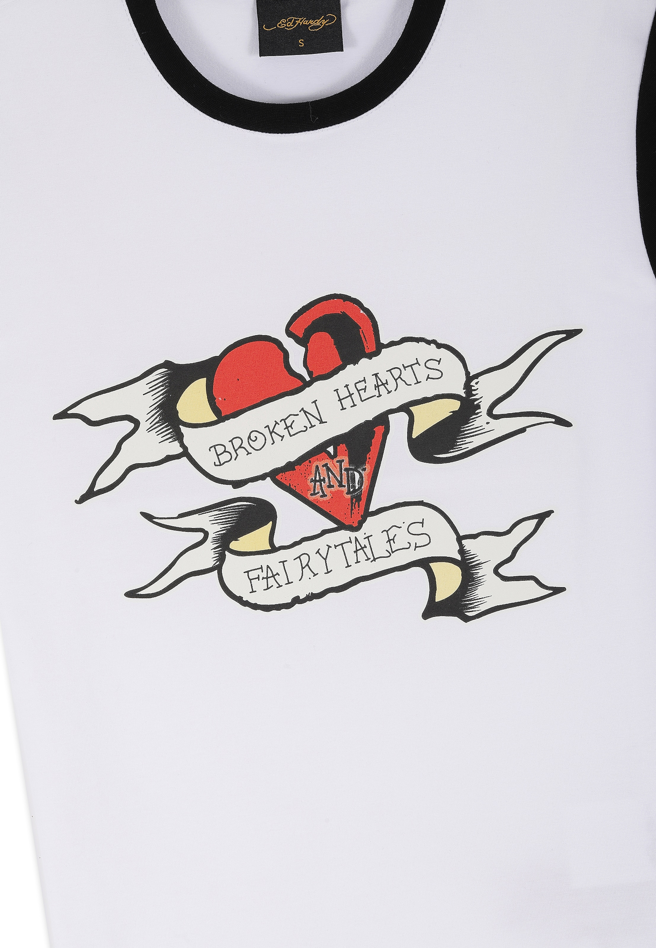 Ed Hardy T-Shirt 'Broken Hearts' in Weiß