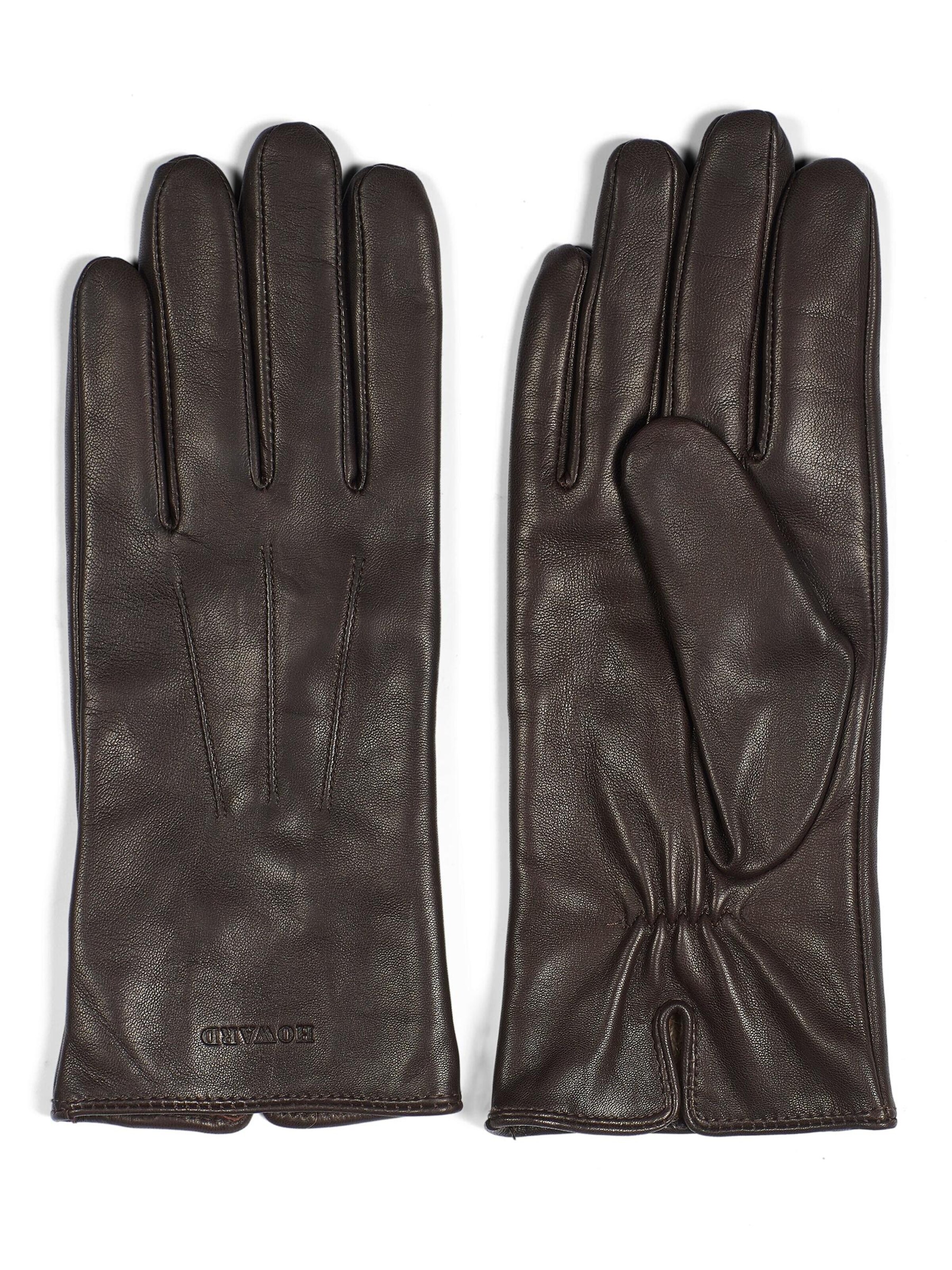 Howard London Full finger gloves 'Women's Leather Gloves Cleo Dark Brown' in Brown: front