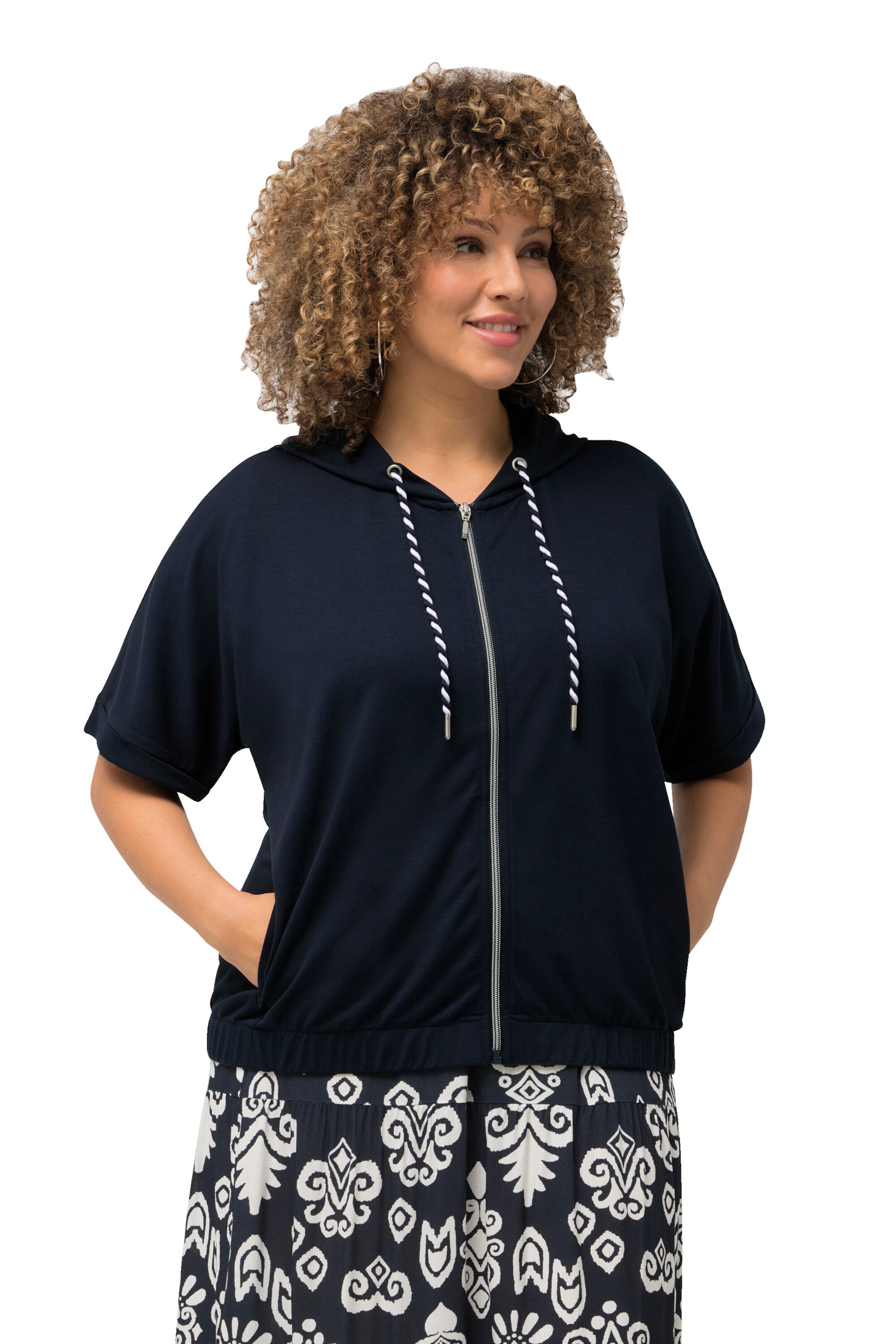 Ulla Popken Sweat jacket in Blue: front