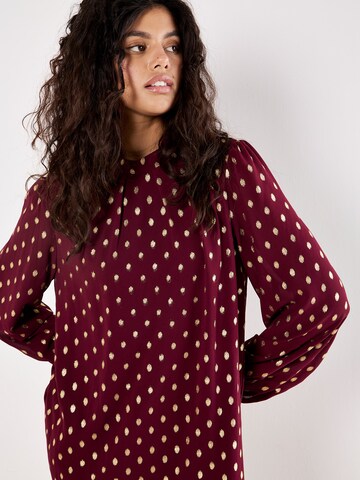 Apricot Gold Foil Spot Shift Mini Dress ' ' in Rot