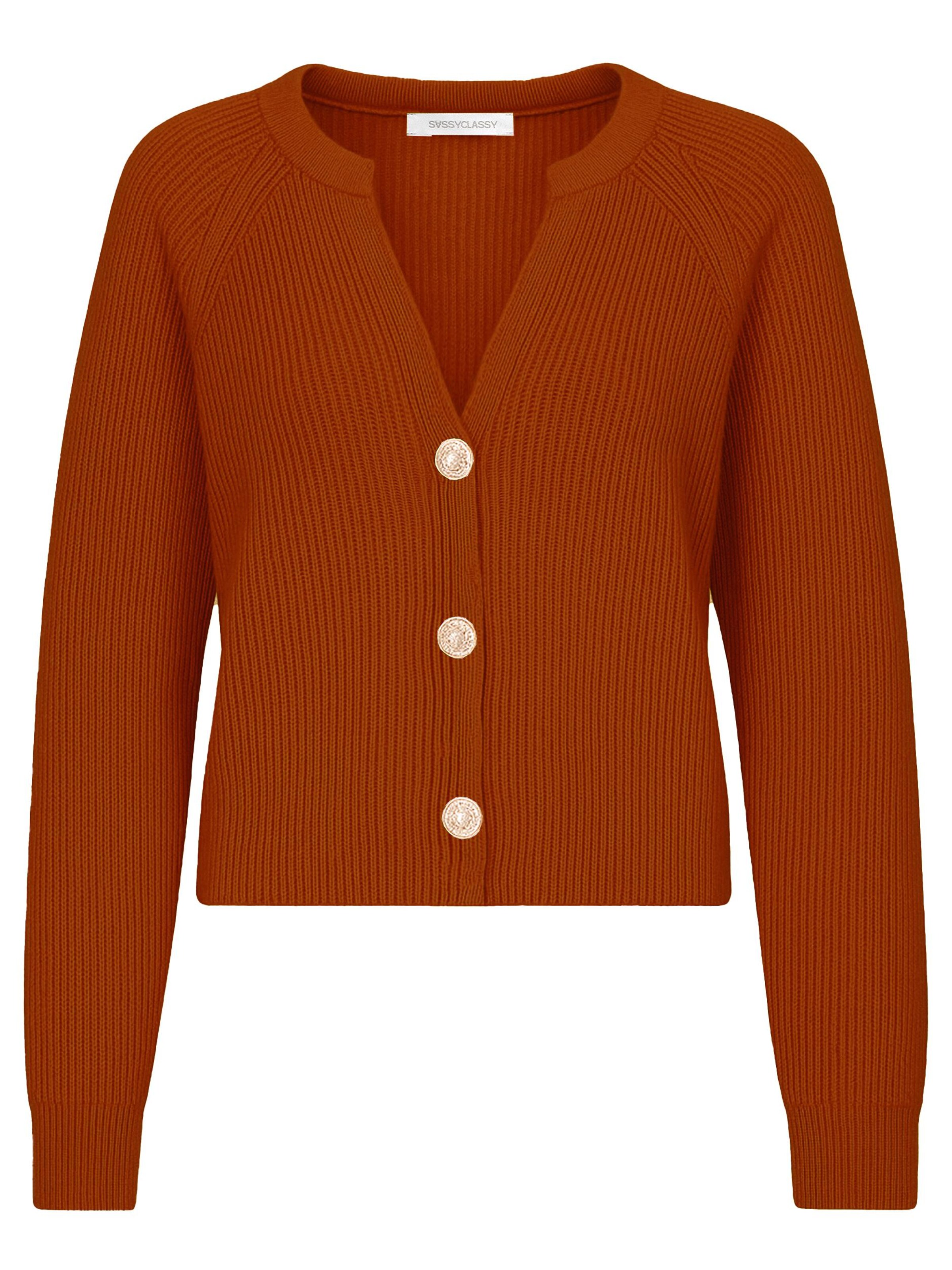 SASSYCLASSY Oversizestrickjacke in Braun: Vorderseite