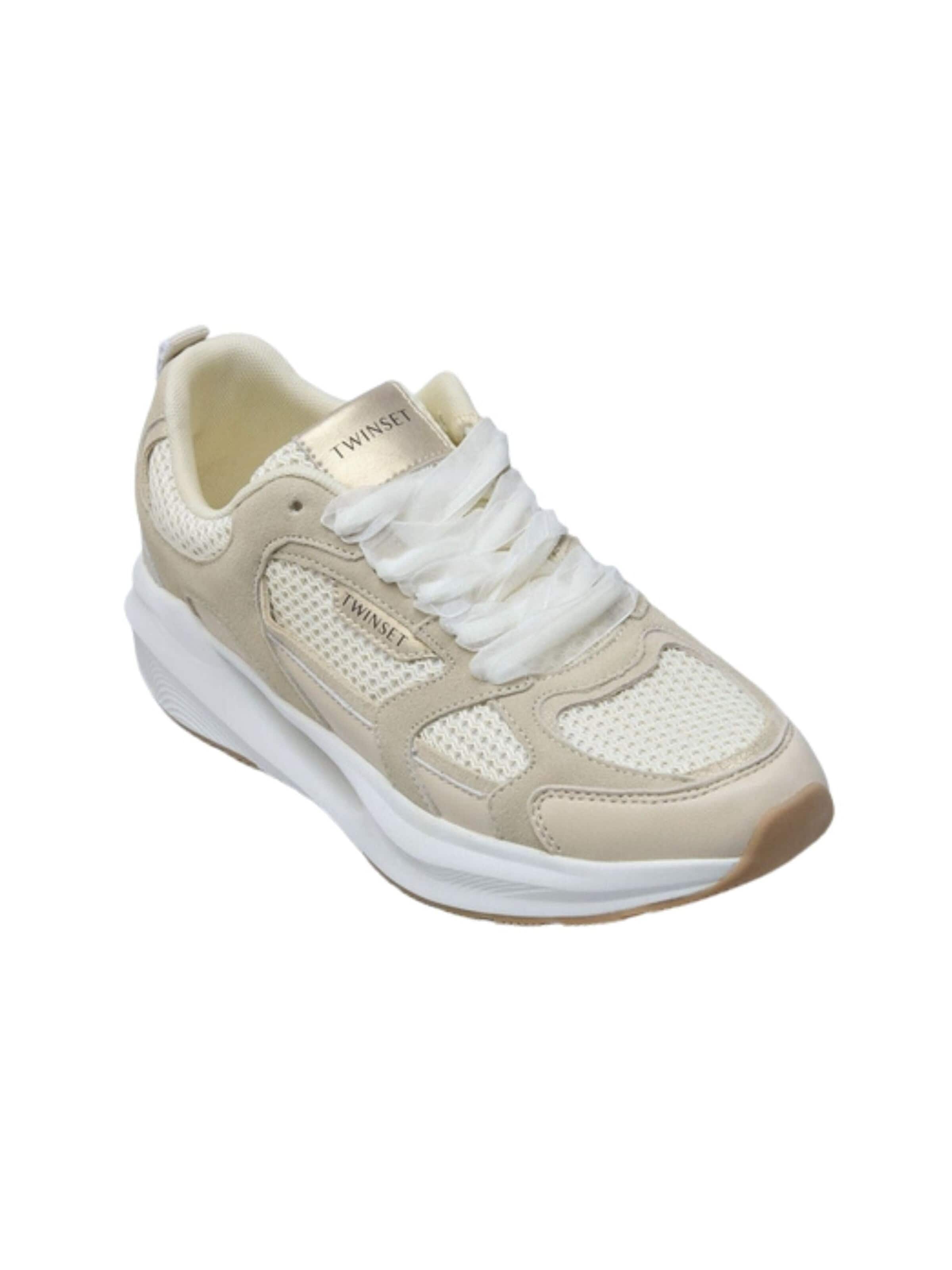 Twinset Platform trainers 'Leather and mesh platform sneakers' in White