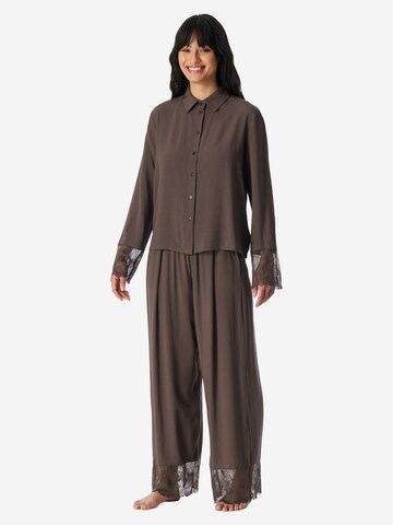SCHIESSER Pyjama 'Modern Lace'‌‌‌‌‌‌‌ in Braun