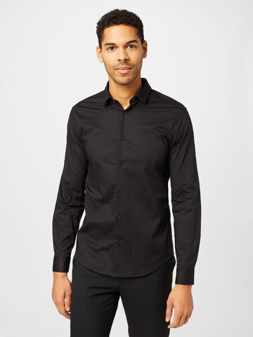 Coupe slim Chemise 'Tessuto' ARMANI EXCHANGE en noir : devant