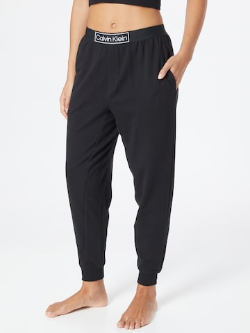 Calvin Klein Underwear Tapered Pajama Pants in Black: front