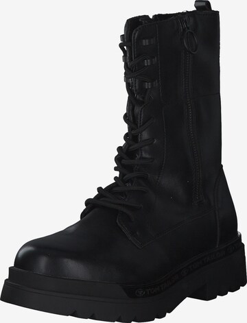 TOM TAILOR Lace-Up Ankle Boots in Black: front