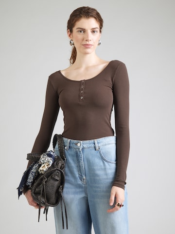 PIECES Shirt 'PCKITTE' in Brown: front
