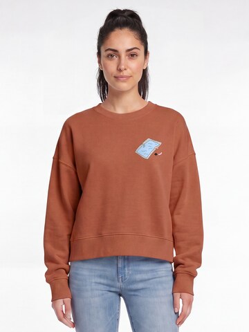 Sweat-shirt 'Swimmingpool chilling' Watapparel en marron : devant