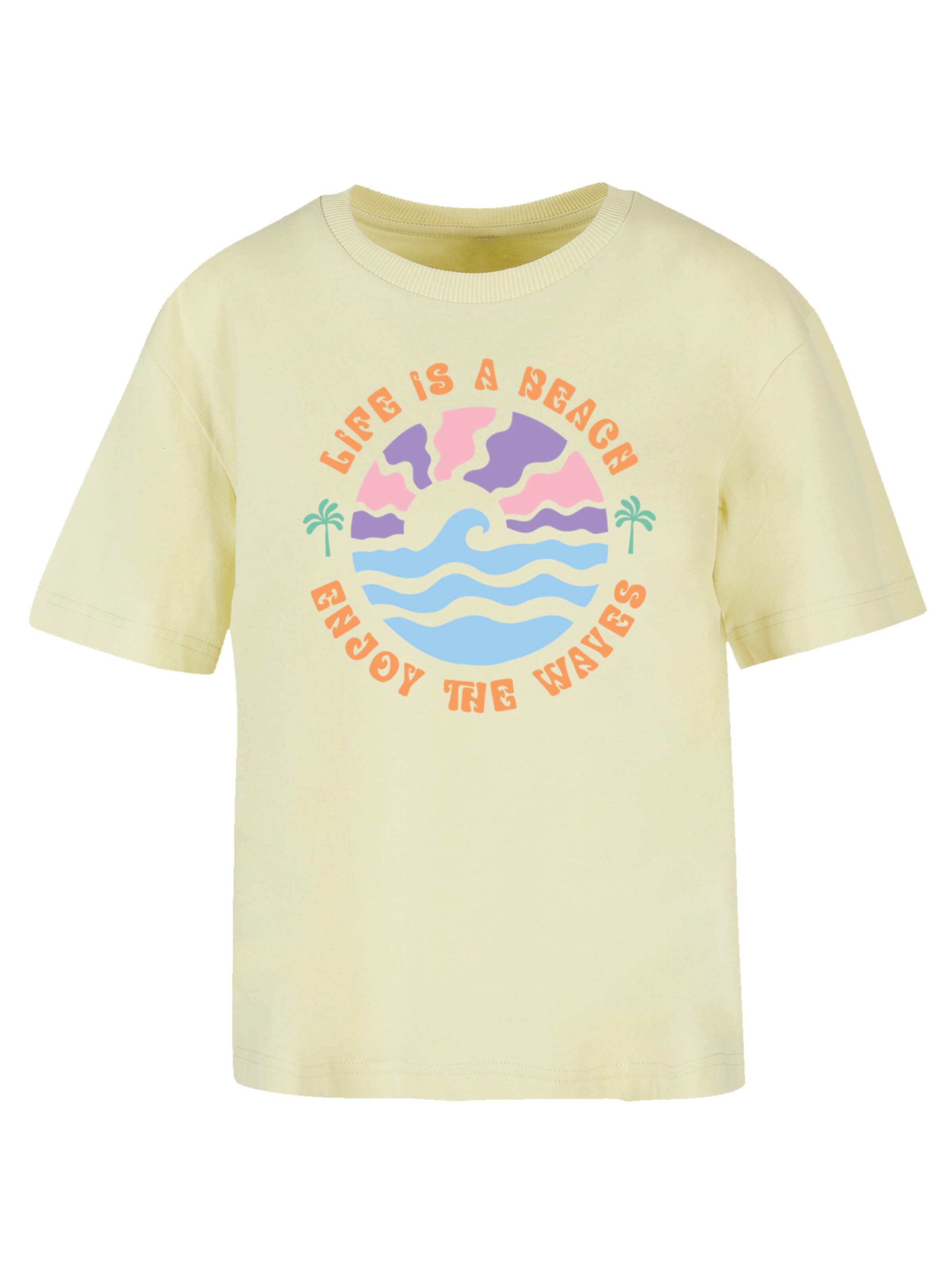 F4NT4STIC T-shirt 'Life Is A Beach Enjoy The Waves' en aqua / citron / violet clair / rose clair, Vue avec produit