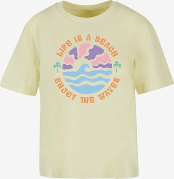 F4NT4STIC T-Shirt 'Life Is A Beach Enjoy The Waves' in Gelb: Vorderseite