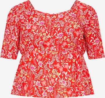 PIECES Curve - Blusa 'Sandy' em vermelho: frente