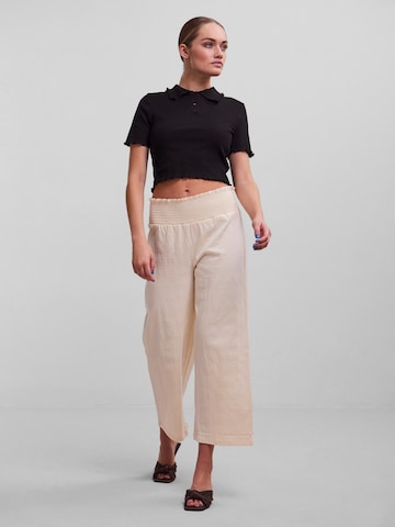 PIECES Loose fit Pants 'LEAFY' in Beige
