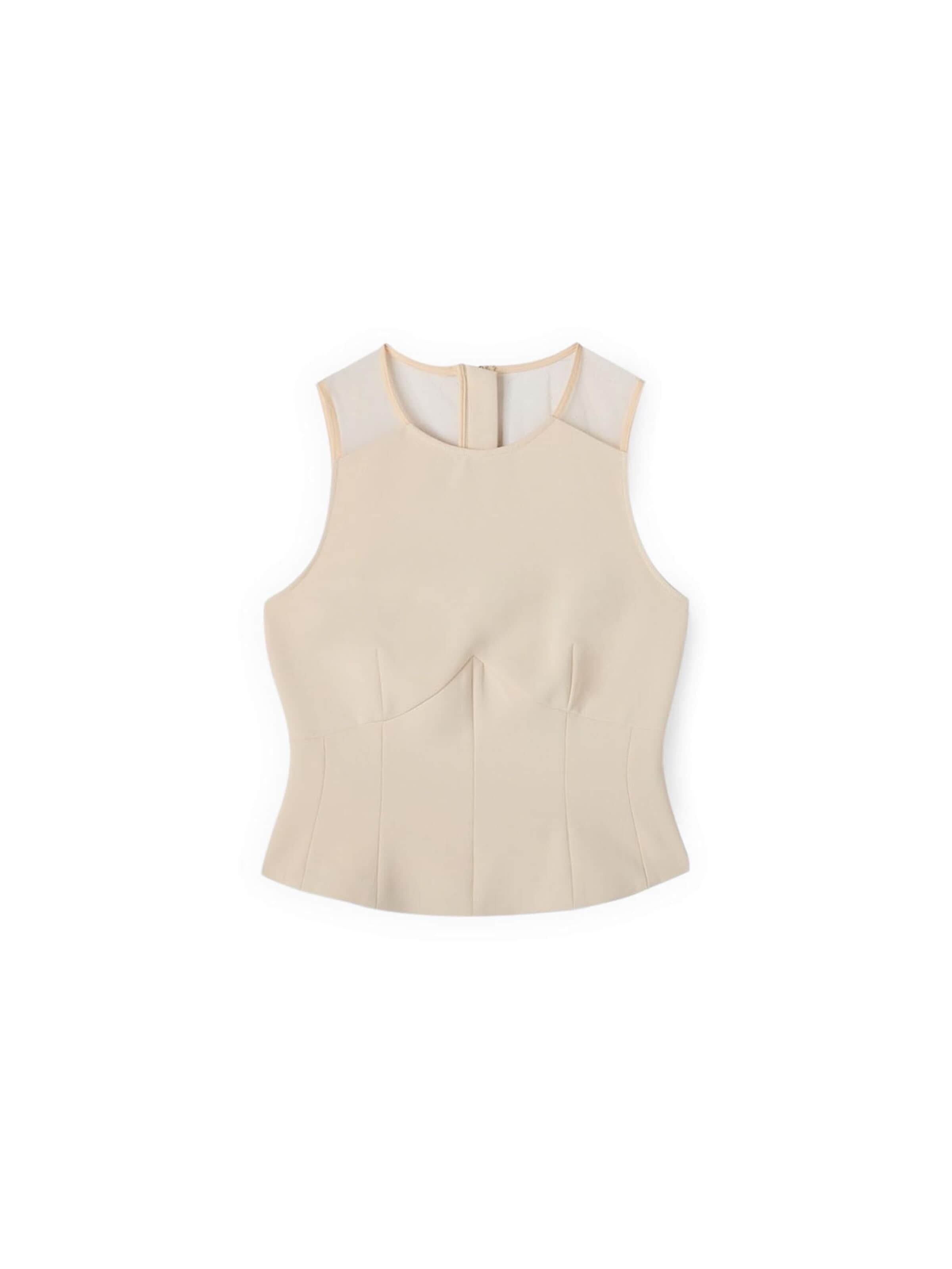 MOTIVI Top in Beige: voorkant