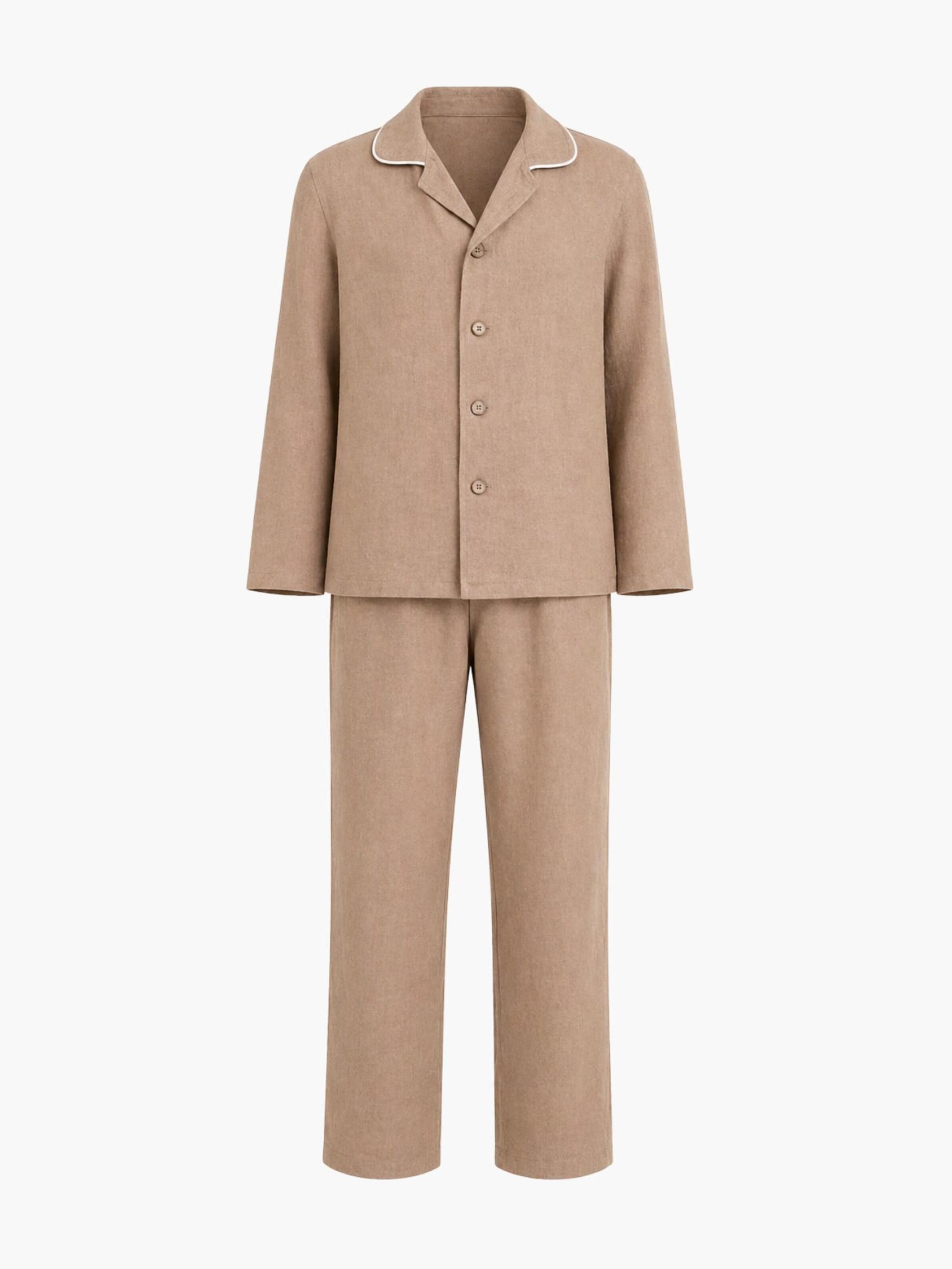 AmourLinen Pajamas long 'Harry' in Beige: front