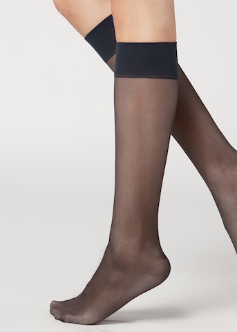 CALZEDONIA Knee High Socks in Blue: front