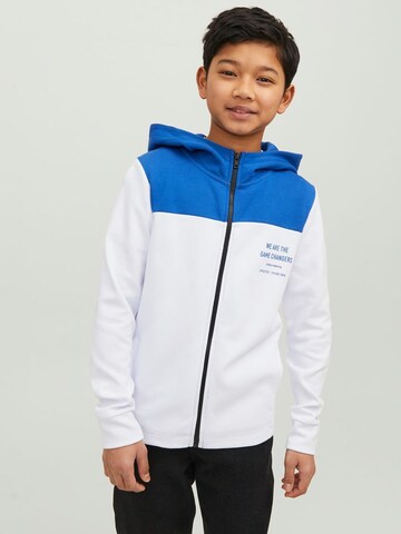 Jack & Jones Junior Zip-Up Hoodie in White: front