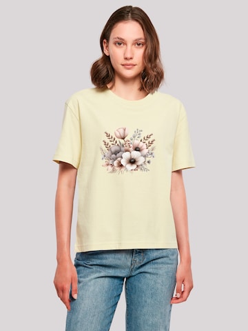 T-shirt 'Blumenstrauß Boho' F4NT4STIC en jaune : devant