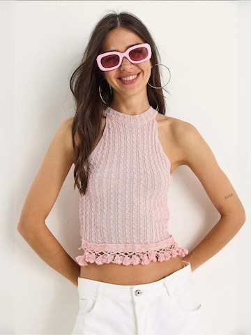 Bianco Lucci Gebreide top in Roze: voorkant