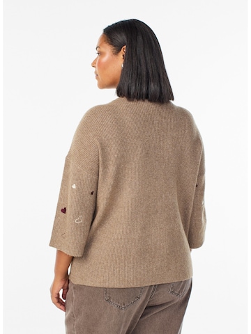 Pull-over 'Sunny Heart' Zizzi en marron