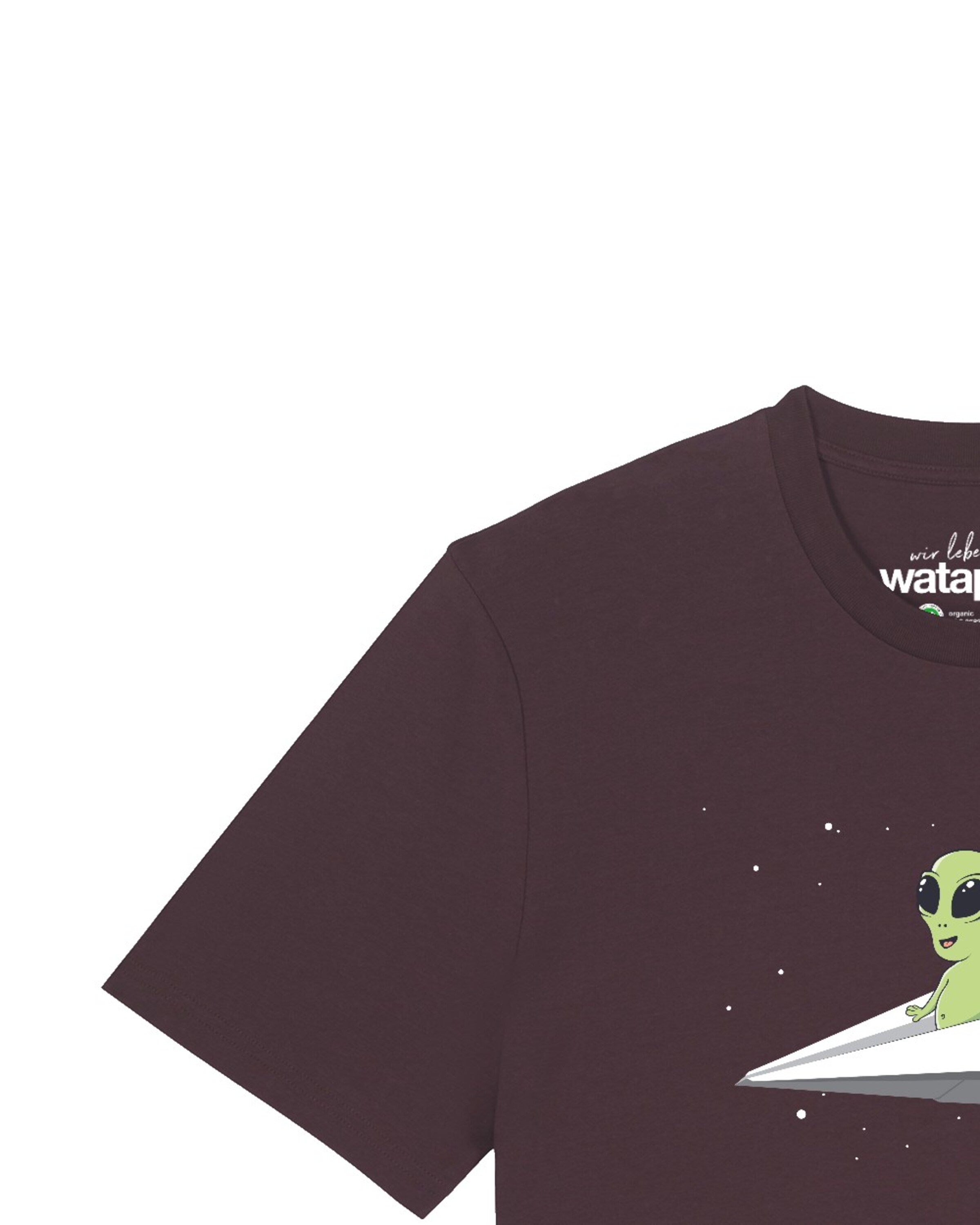 Maglietta 'Alien on a paper plane' di Watapparel in rosso