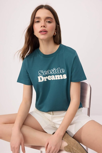 Trendyol Majica veličine XS u petrol / prljavo bijela, Pregled proizvoda