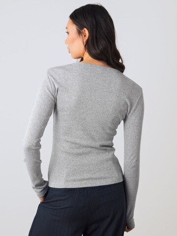 Honest Basics Shirt 'Long Rib'‌‌‌‌‌ in Grau