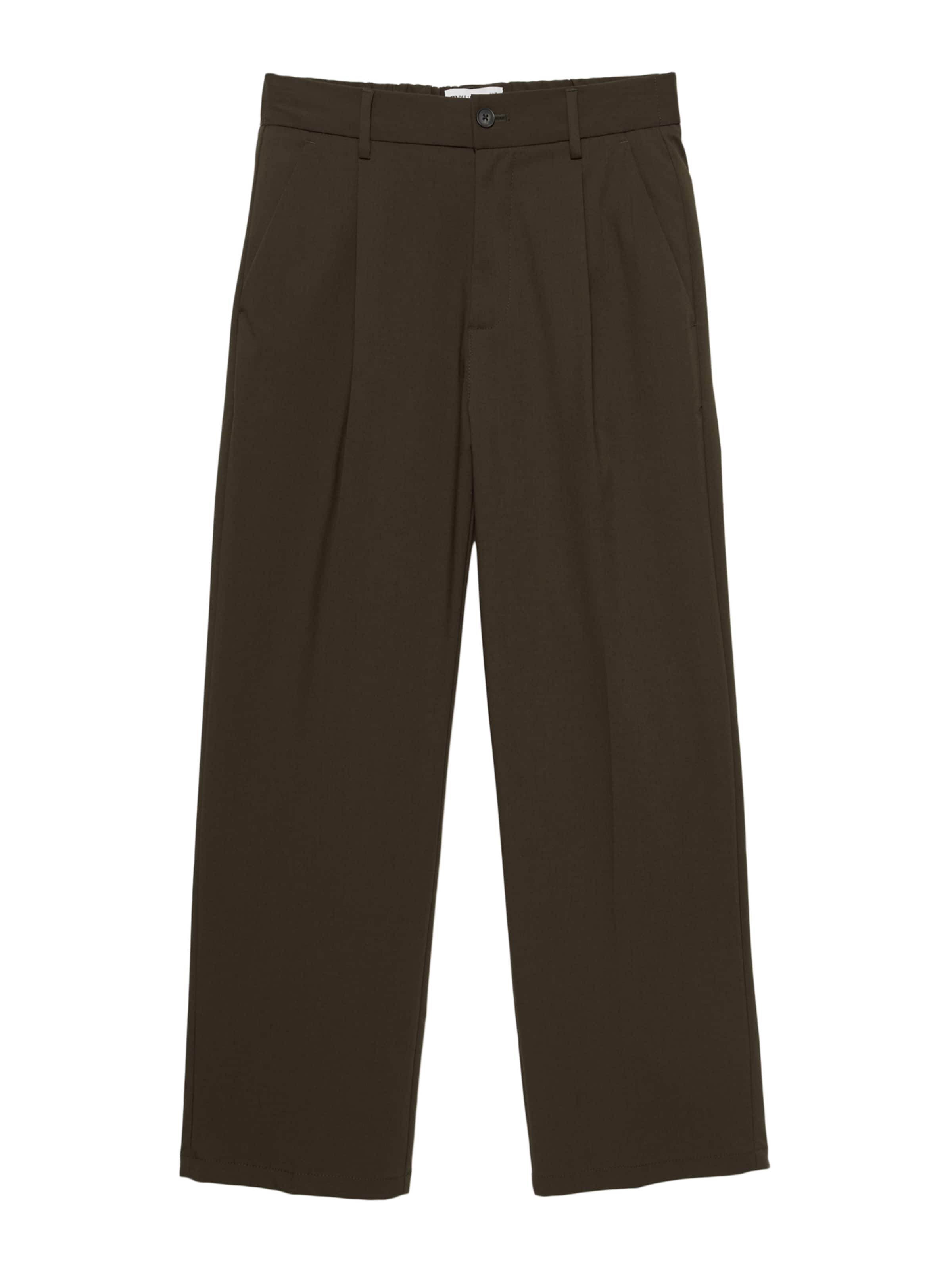 Pull&Bear Wide Leg Bukser med lægfolder i grøn: forside