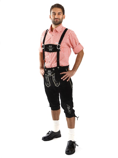 Almbock Trachtenhose 'Trachtenlederhose Herren Kniebund schwarz'‌‌‌‌‌‌ in 46 in schwarz, Produktansicht