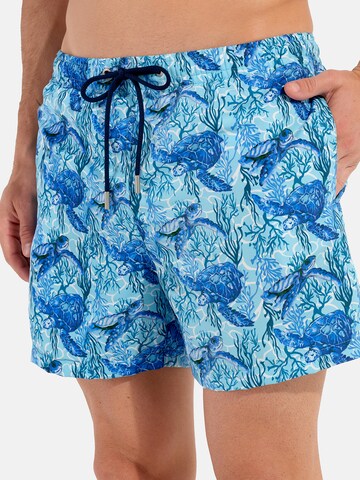HOM Zwemshorts ' Beach Boxer Tartane ' in Blauw