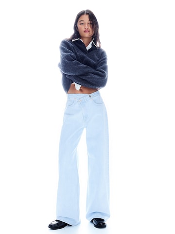 BershkaWide Leg/ Široke nogavice Traperice - plava boja