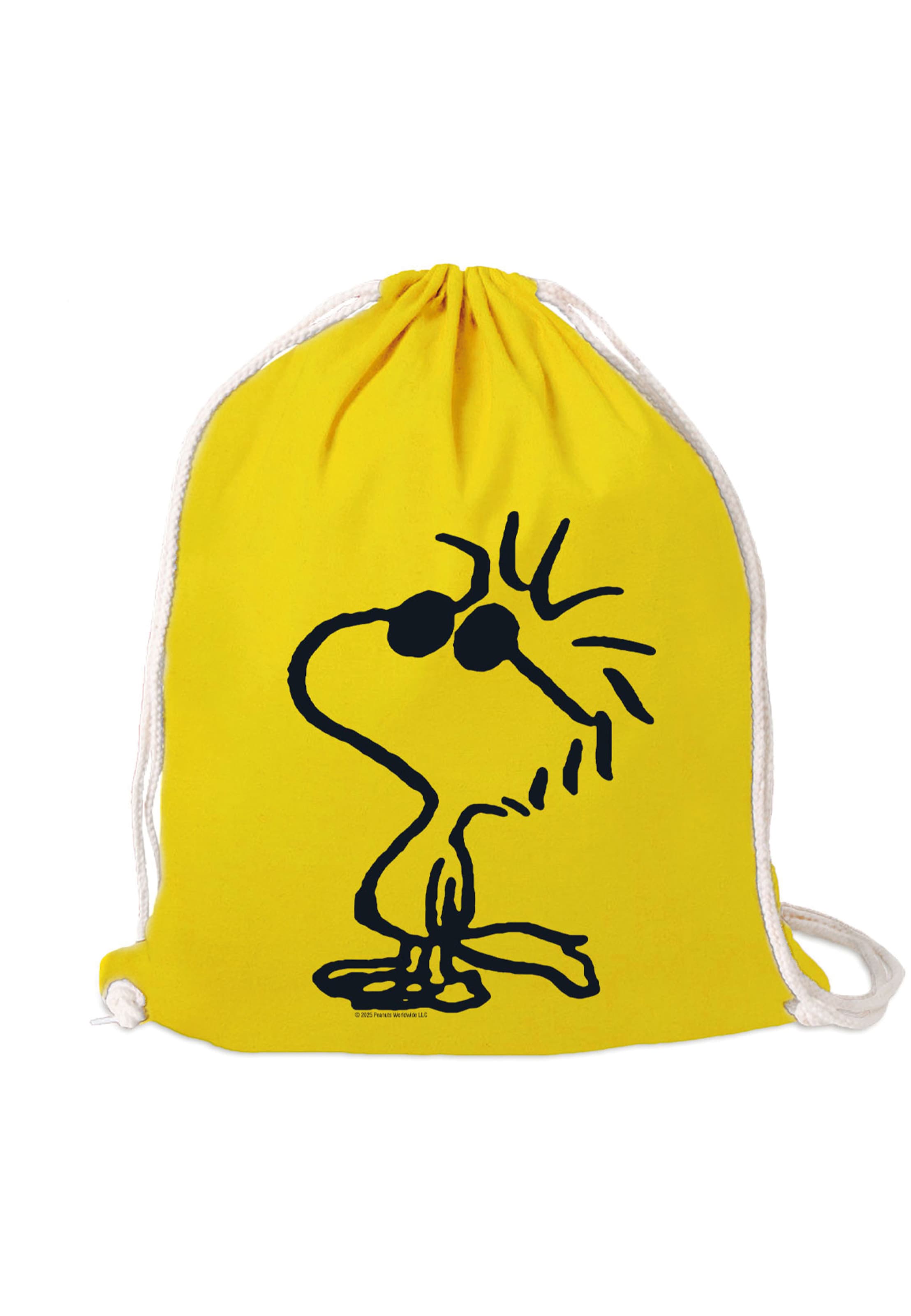 LOGOSHIRT Sportbeutel 'Peanuts - Woodstock Sunglasses' in Gelb: Vorderseite
