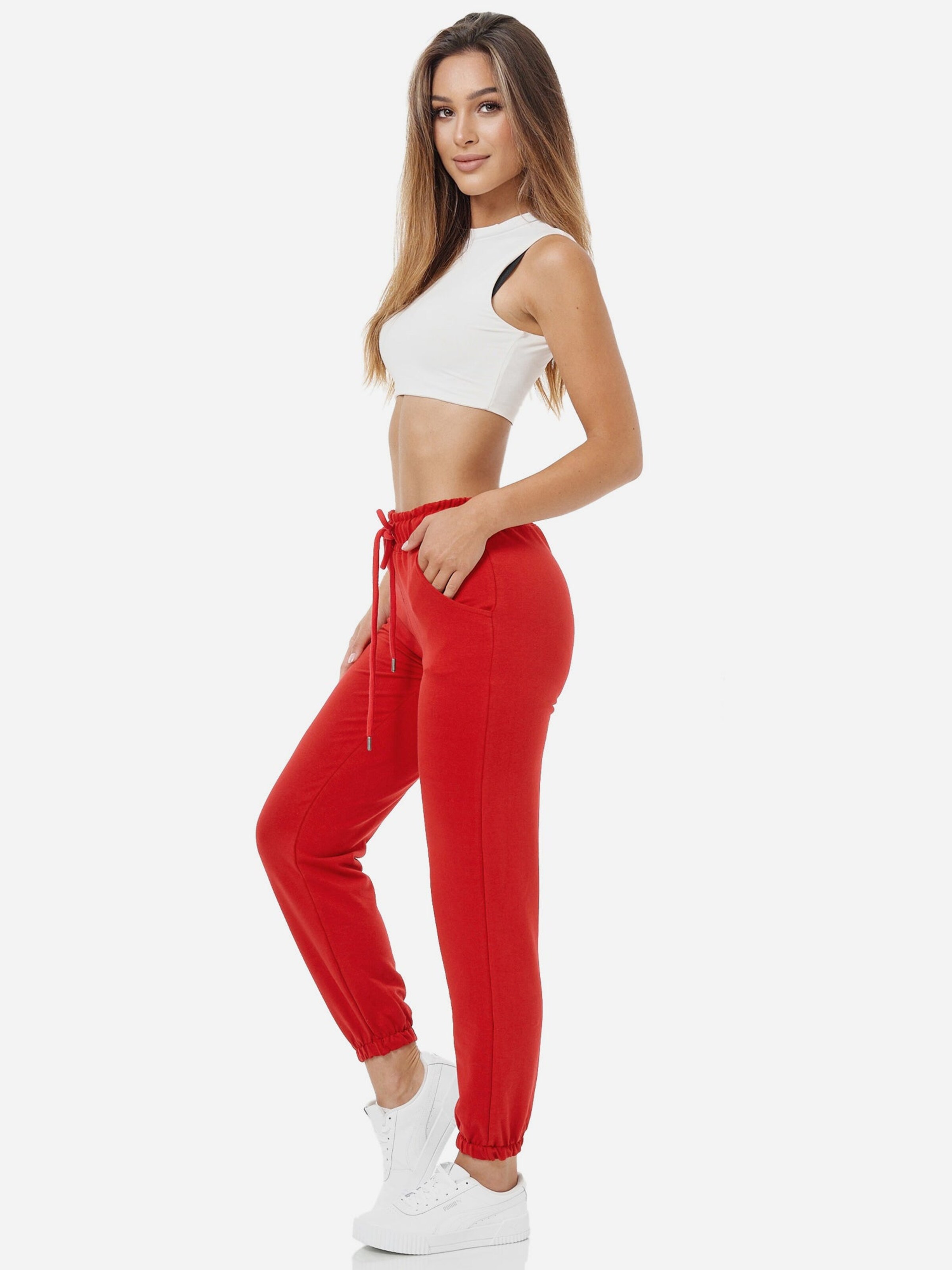 Effilé Pantalon de sport 'F300' Tazzio en rouge