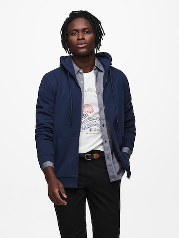 Only & Sons Regular fit Sweatvest 'Ceres' in Blauw: voorkant