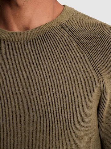 Pull-over 'Pullover with two-tone rib texture and raglan sleeves' CAST IRON en marron