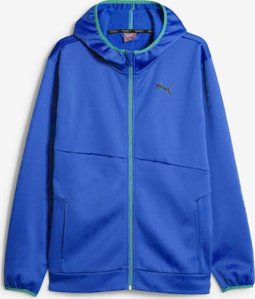 PUMA Athletic Zip-Up Hoodie 'TRAIN ALL DAY' in Blue: front