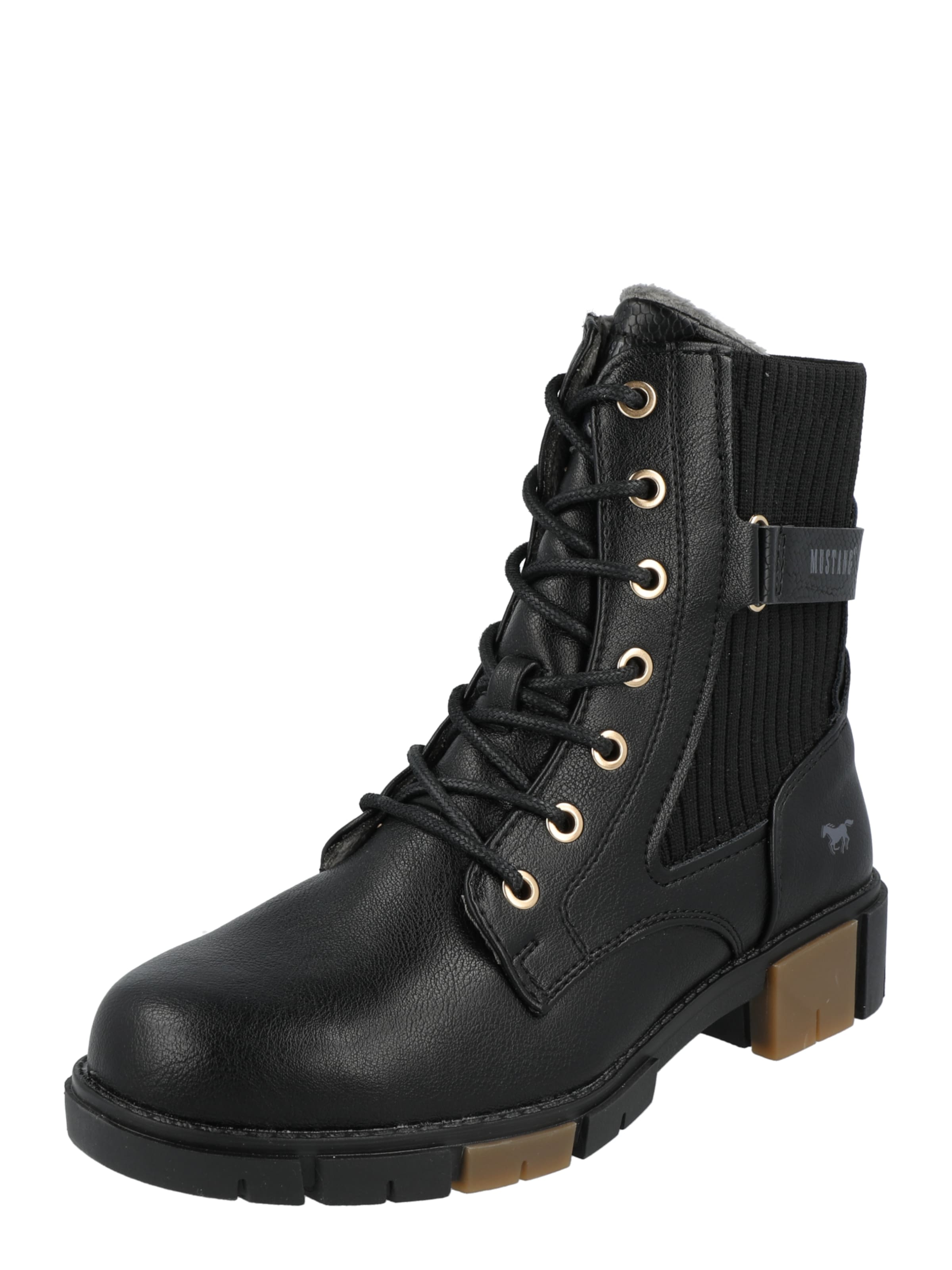 MUSTANG Schnürstiefelette in Schwarz: Vorderseite