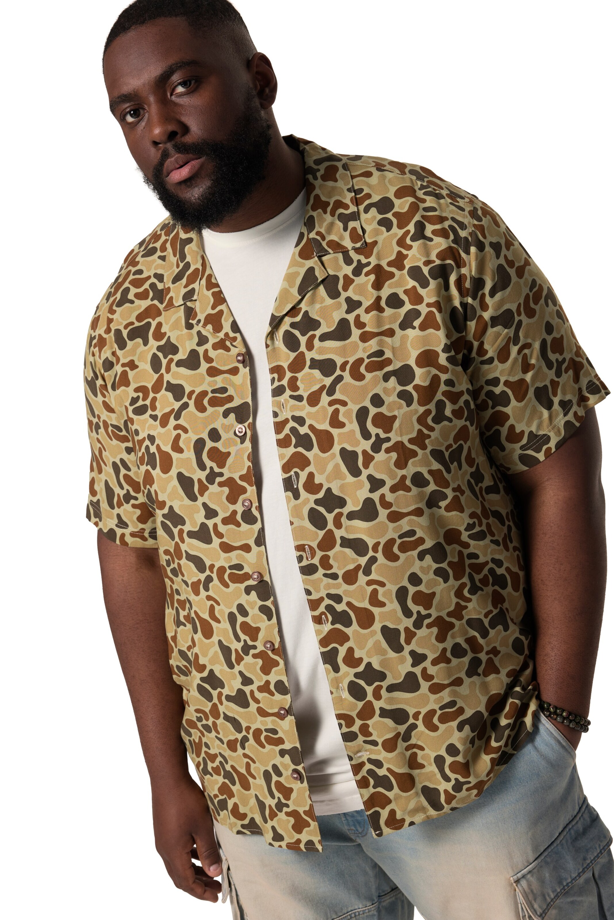 STHUGE Regular fit Overhemd in Bruin: voorkant