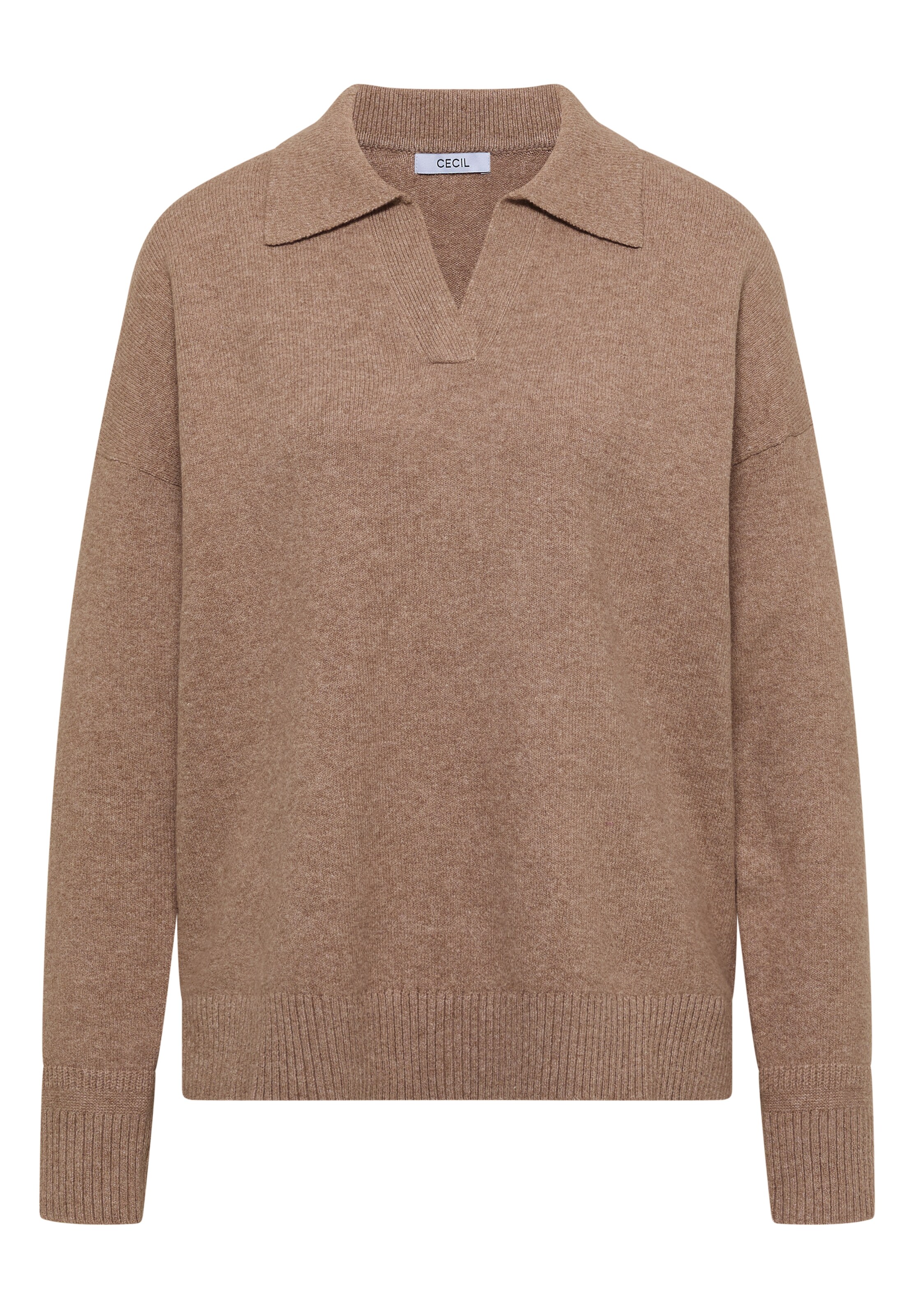 CECIL Langarm Pullover mit Polokragen in Braun: Vorderseite