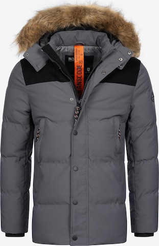 INDICODE JEANS Winterparka 'Hexyl' in Grijs: voorkant