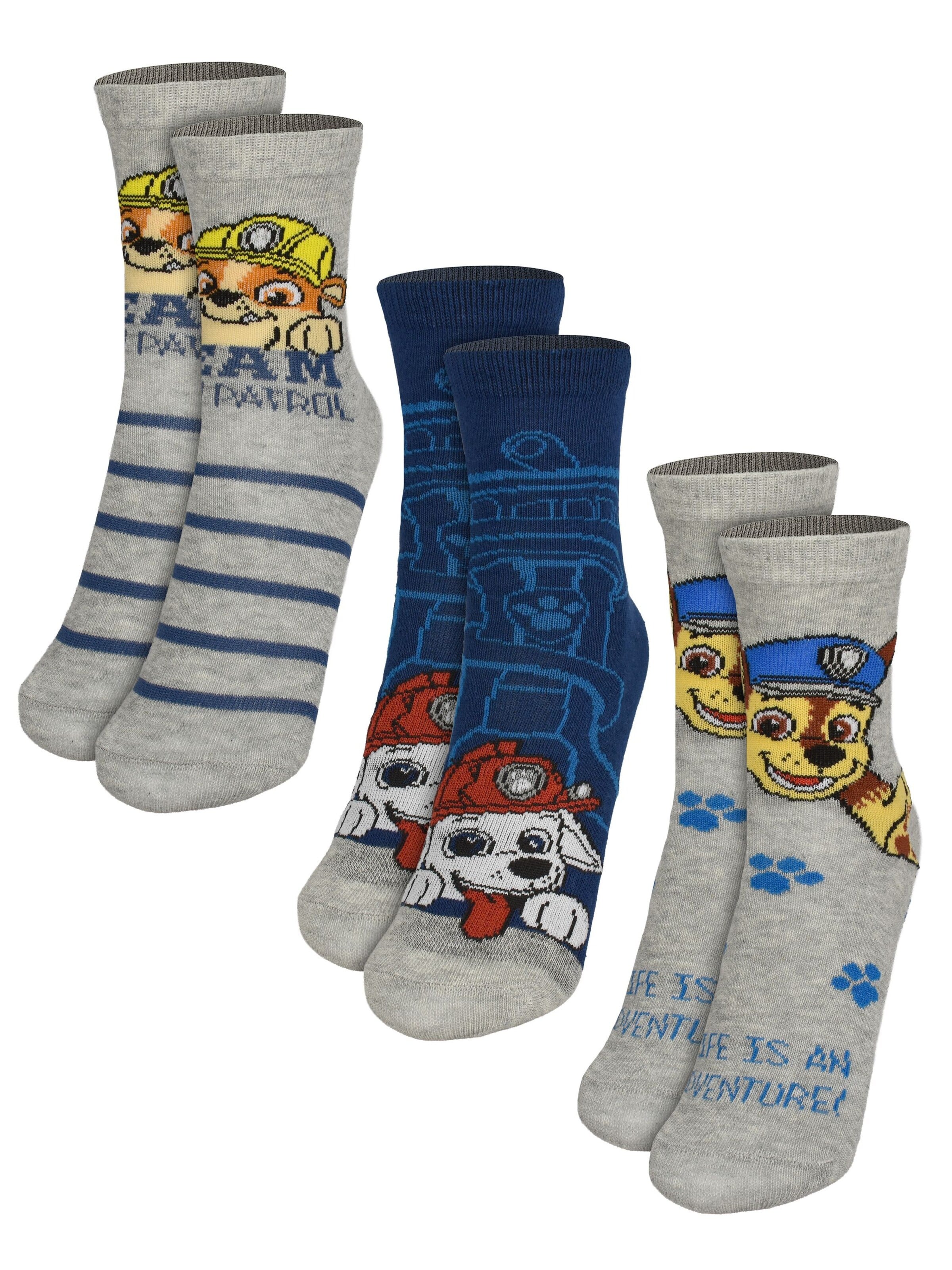 Paw Patrol Socken 'Chase, Marshall & Rubble'‌‌‌‌‌ in Mischfarben: Vorderseite