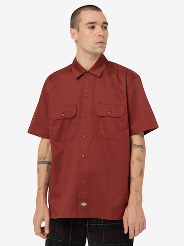 DICKIES Comfort fit Button Up Shirt 'WORK' in Red: front