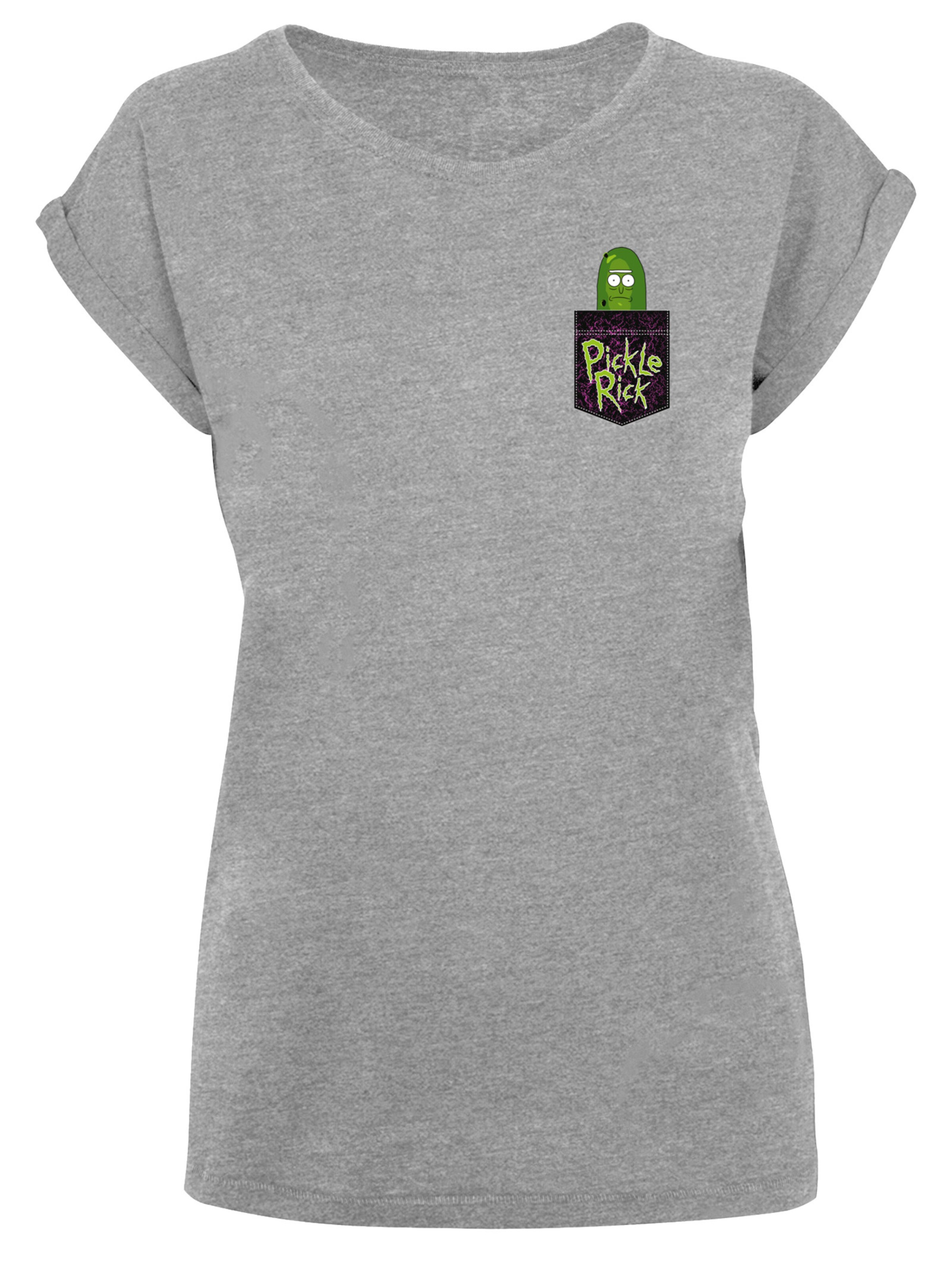 F4NT4STIC Shirt 'Rick And Morty Pickle Rick' in Grijs: voorkant