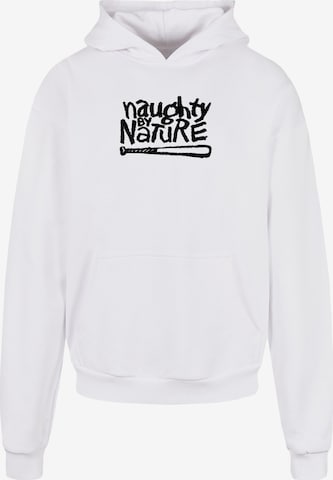 Merchcode Sweatshirt 'Naughty By Nature' in Wit: voorkant